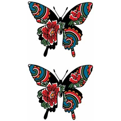 タトゥーシール 牡丹蝶