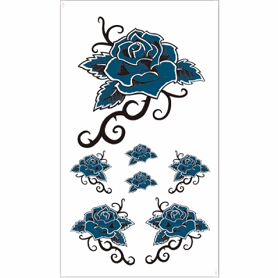 タトゥーシール 青薔薇・トライバル