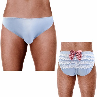 ユニセックスギンガムリボンパンティ スカイブルー