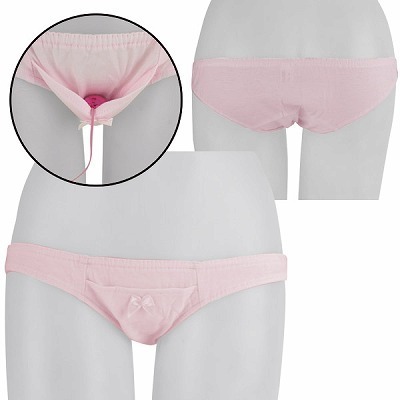 ローターポケット付きリボンチャームローライズショーツ M ピンク