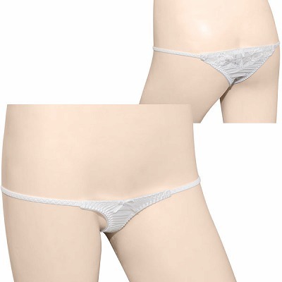 バックフラワー刺繍スーパーマイクロTバック ホワイト