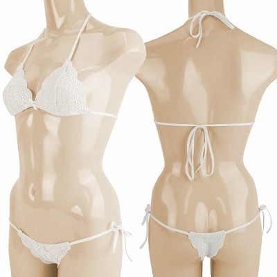 ストレッチフラワー総レースブラ&ショーツ ホワイト