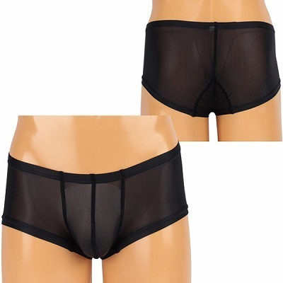 メンズ 極薄ストレッチ生地ローライズボクサーパンツ ブラック