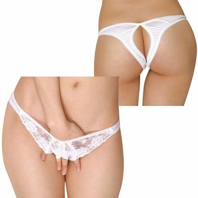 フェリカ&フラワーレース股割れハーフバック ホワイト