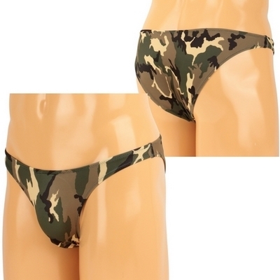 メンズ ストレッチ迷彩プリントハーフバック グリーン