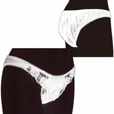 3Lサイズ フェリカ生地フラワーレースポケット付きフルバック ホワイト