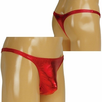 メンズメタリックTバック レッド