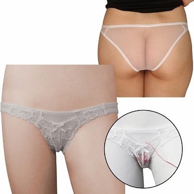 シースルー&フラワーレースポケット付きフルバック ホワイト