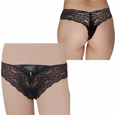 透け感の美しい総レースローライズTバック ブラック