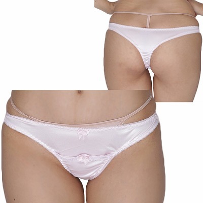 光沢ストレッチダブルリボンポケット付きTバック