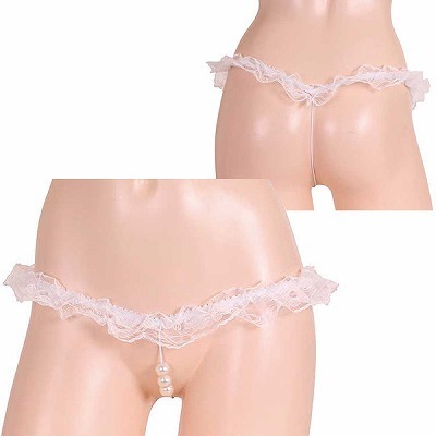 エロさ急上昇の大粒3連パールひもパン ホワイト