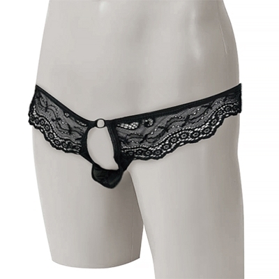 TML メンズ フロントオープンレースTバック (ブラック)