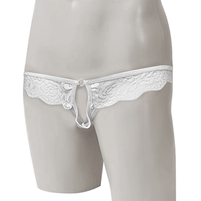 TML メンズ フロントオープンレースTバック (ホワイト)