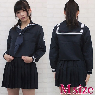 紺と白の清純学園セーラー服(冬服) M