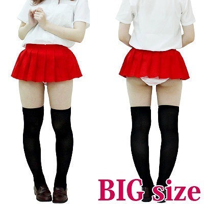 超ミニ無地プリーツスカート単品 赤 BIG